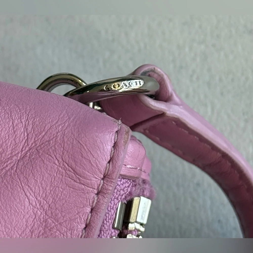 Coach Crosby 36552 Pink Crossbody Calf Leather Double Zipper TurnLock Purse - Picture 13 of 16